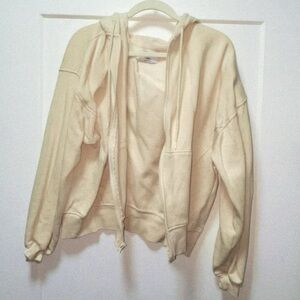 Old Navy Cream Zip-Up Hoodie Sweatshirt